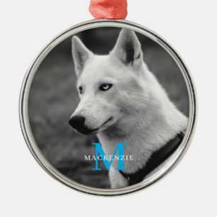 Personalisiertes Monogramm Elegantes Dog Pet Foto Ornament Aus Metall
