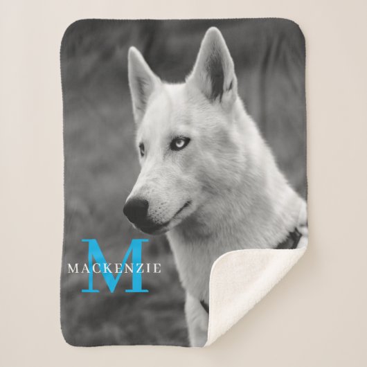 Personalisiertes Monogramm Elegantes Dog Pet Foto Sherpadecke (Vorderseite)