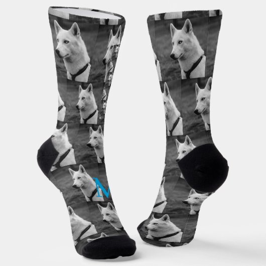 Personalisiertes Monogramm Elegantes Dog Pet Foto Socken (Gewinkelt)