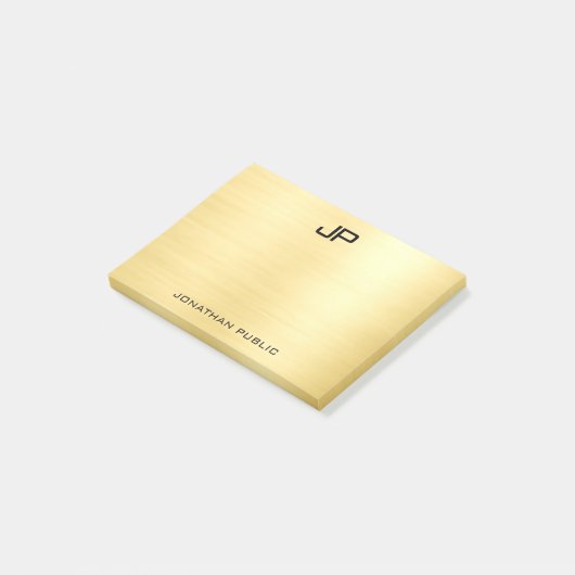 Personalisiertes Monogramm, erste Vorlage Gold-Loo Post-it Klebezettel (angewinkelt)