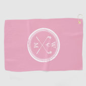 Personalisiertes Monogramm Feminine Pink Golfhandtuch (Horizontal)