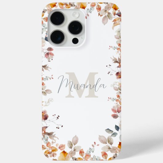 Personalisiertes Monogramm Floral Case-Mate iPhone Hülle (Rückseite)