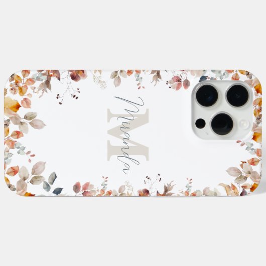 Personalisiertes Monogramm Floral Case-Mate iPhone Hülle (Rückseite (Horizontal))