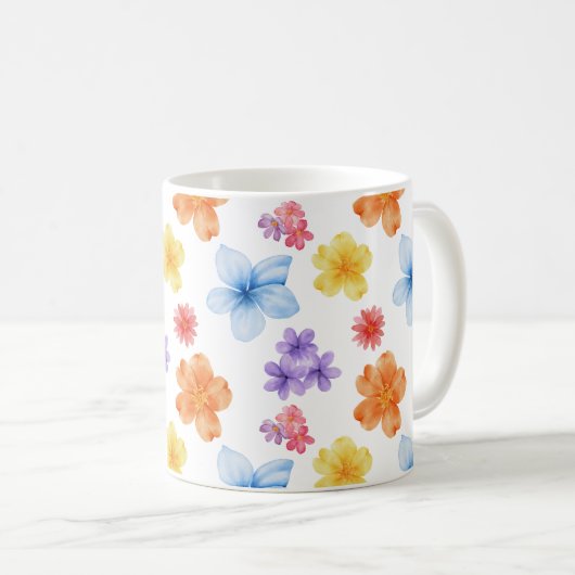 Personalisiertes Monogramm Floral Muster Kaffeetasse (VorderseiteRechts)