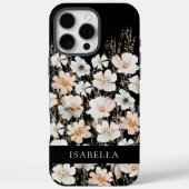 Personalisiertes Monogramm Floral Pattern Schwarz Case-Mate iPhone Hülle (Rückseite)