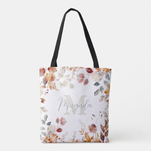 Personalisiertes Monogramm Floral Tasche (Rückseite)