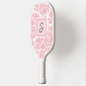 Personalisiertes Monogramm florale Rose Rosa Pickleball Schläger (Links)