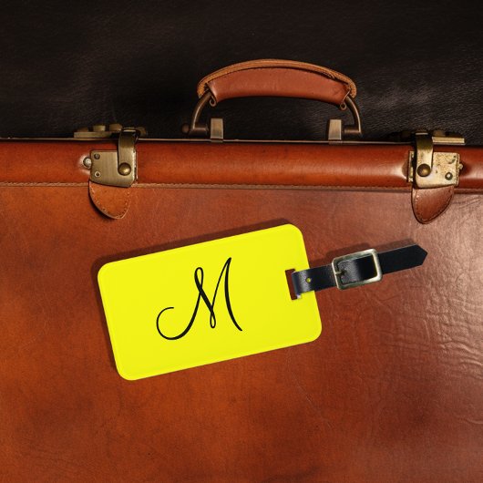 Personalisiertes Monogramm Fluoreszenzgelb Gepäckanhänger