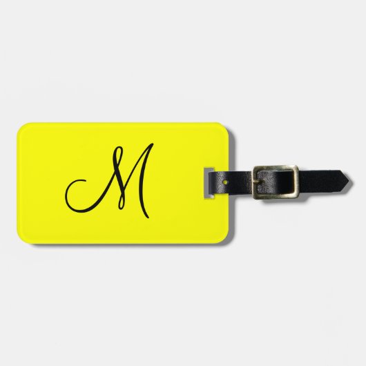 Personalisiertes Monogramm Fluoreszenzgelb Gepäckanhänger (Vorderseite horizontal)