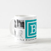 Personalisiertes Monogramm Foto Blau Kaffeetasse (Vorderseite Links)