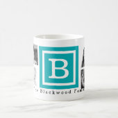 Personalisiertes Monogramm Foto Blau Kaffeetasse (Mittel)