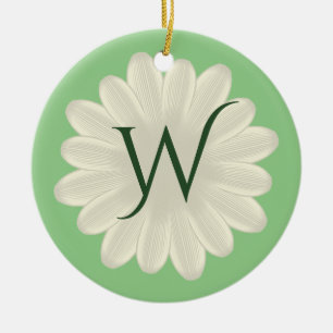 Personalisiertes Monogramm Foto Floral Daisy Keramik Ornament