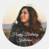 Personalisiertes Monogramm-Foto und/oder Name/Meld Runder Aufkleber (Vorderseite)