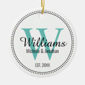 Personalisiertes Monogramm frisch Aquamarines Grün Keramik Ornament (Vorne)
