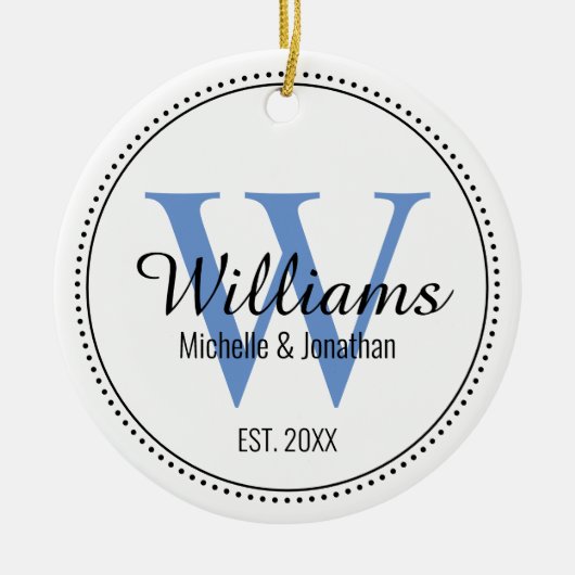 Personalisiertes Monogramm frisch blau Keramik Ornament (Vorne)