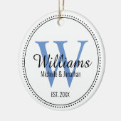 Personalisiertes Monogramm frisch blau Keramik Ornament (Links)