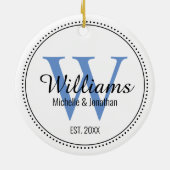 Personalisiertes Monogramm frisch blau Keramik Ornament (Hinten)