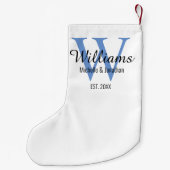 Personalisiertes Monogramm frisch blau Kleiner Weihnachtsstrumpf (Rückseite)