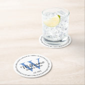 Personalisiertes Monogramm frisch blau Runder Pappuntersetzer (Vor Ort)