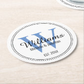 Personalisiertes Monogramm frisch blau Runder Pappuntersetzer (Angewinkelt)