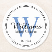 Personalisiertes Monogramm frisch blau Runder Pappuntersetzer (Vorderseite)