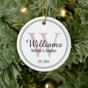 Personalisiertes Monogramm, frisch gelb, rosa Keramik Ornament
