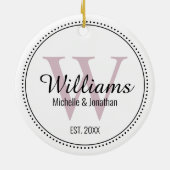 Personalisiertes Monogramm, frisch gelb, rosa Keramik Ornament (Hinten)