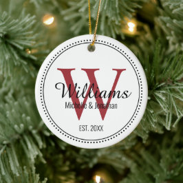 Personalisiertes Monogramm frisch gezogenes Rotmil Keramik Ornament