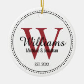 Personalisiertes Monogramm frisch gezogenes Rotmil Keramik Ornament (Vorne)