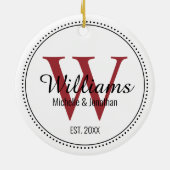 Personalisiertes Monogramm frisch gezogenes Rotmil Keramik Ornament (Hinten)