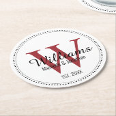 Personalisiertes Monogramm, frisch rot Runder Pappuntersetzer (Angewinkelt)
