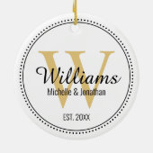 Personalisiertes Monogramm, frisch verheiratetes G Keramik Ornament (Hinten)