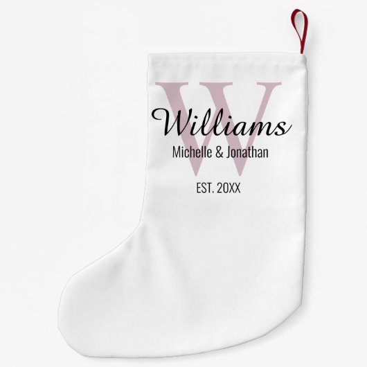 Personalisiertes Monogramm frisch verheiratetes La Kleiner Weihnachtsstrumpf (Rückseite)