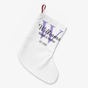 Personalisiertes Monogramm Frischvermählte Lavende Kleiner Weihnachtsstrumpf