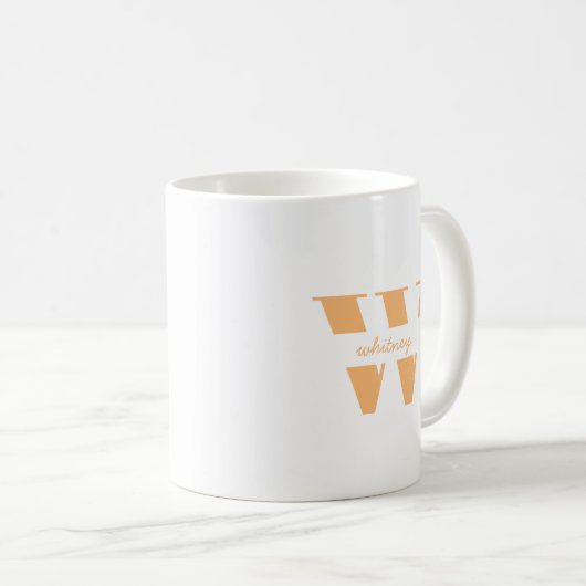Personalisiertes Monogramm für moderne Anfangsbuch Kaffeetasse (VorderseiteRechts)