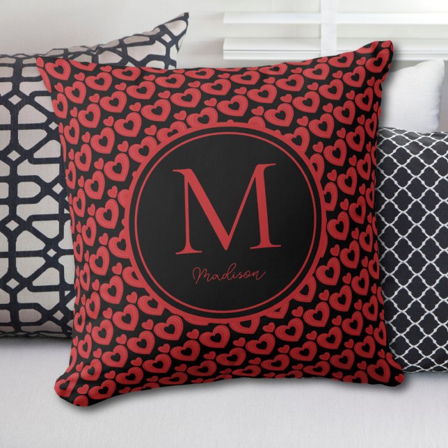 Personalisiertes Monogramm für rote und schwarze H Kissen (Von Creator hochgeladen)