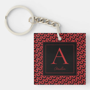 Personalisiertes Monogramm für rote und schwarze H Schlüsselanhänger