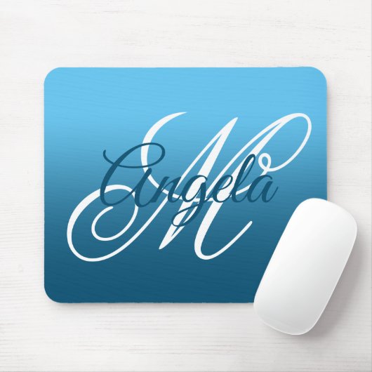 Personalisiertes Monogramm für Sky und Ocean Blue Mousepad (Mit Mouse)