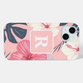 Personalisiertes Monogramm für tropischen Hibiskus Case-Mate iPhone Hülle (Rückseite (Horizontal))