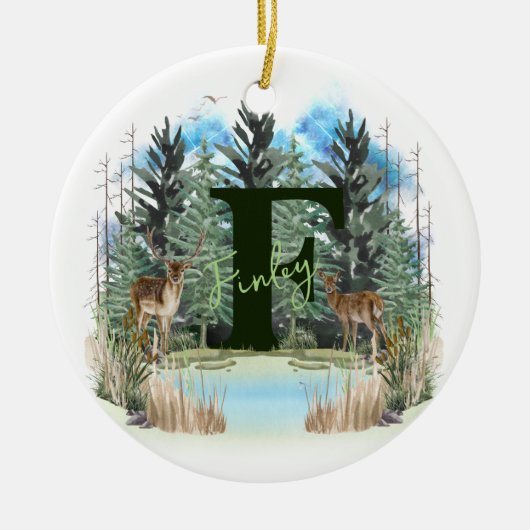 Personalisiertes Monogramm für Wasserfarben, Buchs Keramik Ornament (Vorne)
