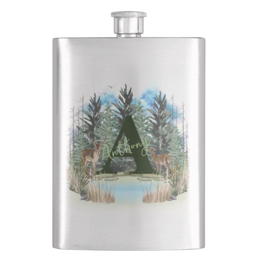 Personalisiertes Monogramm für Wasserfarben Buchst Flachmann (Vorderseite)