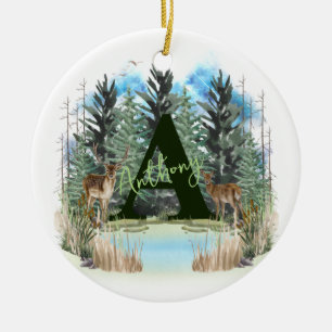 Personalisiertes Monogramm für Wasserfarben Buchst Keramik Ornament