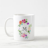 Personalisiertes Monogramm für weibliche Blumenkra Kaffeetasse (Links)