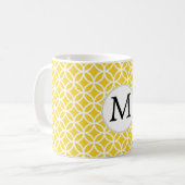 Personalisiertes Monogramm-Gelb-Doppel-Ringe-Muste Kaffeetasse (Vorderseite Links)