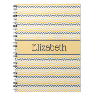 Personalisiertes Monogramm Gelb Grau Chevron Notizblock