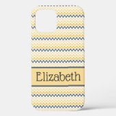 Personalisiertes Monogramm Gelbgrau Zickzack Case-Mate iPhone Hülle (Rückseite)