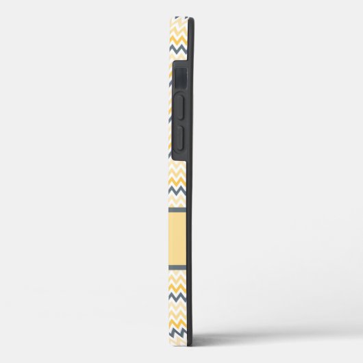 Personalisiertes Monogramm Gelbgrau Zickzack Case-Mate iPhone Hülle (Rückseite / Links)