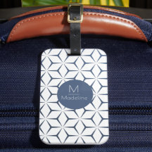 personalisiertes Monogramm geometrisch blau