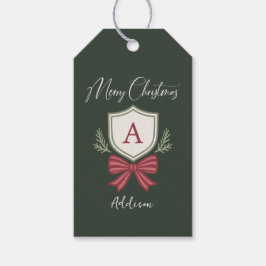 Personalisiertes Monogramm gestreiftes Band Frohe  Geschenkanhänger