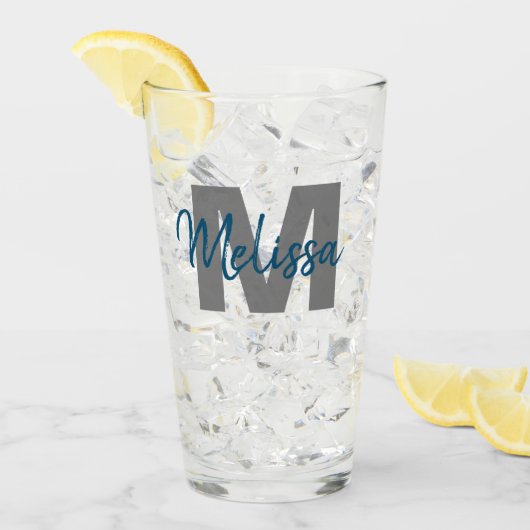 Personalisiertes Monogramm Glas (Vorderseite Ice)